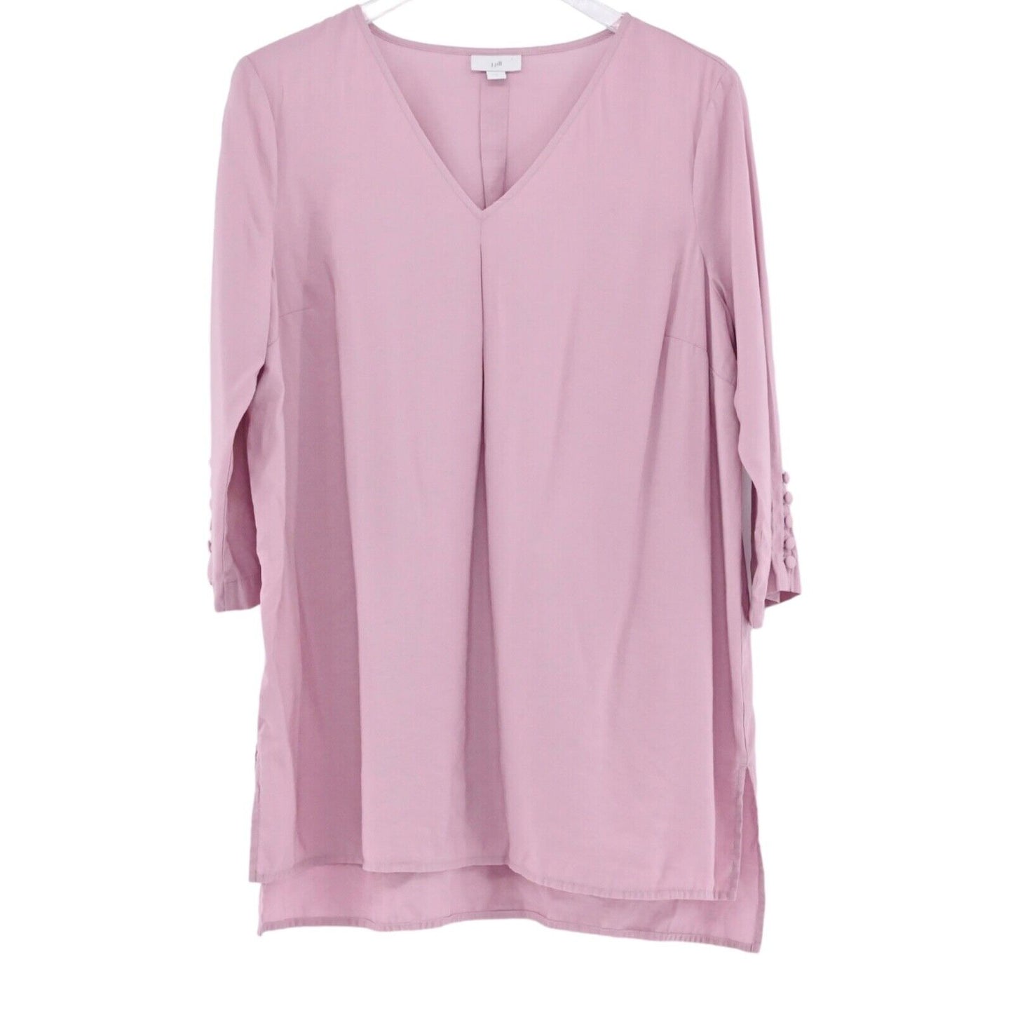 J Jill Top Womens Size M Pink Tunic Button Cuff Bohemian Chic Minimalist Classic
