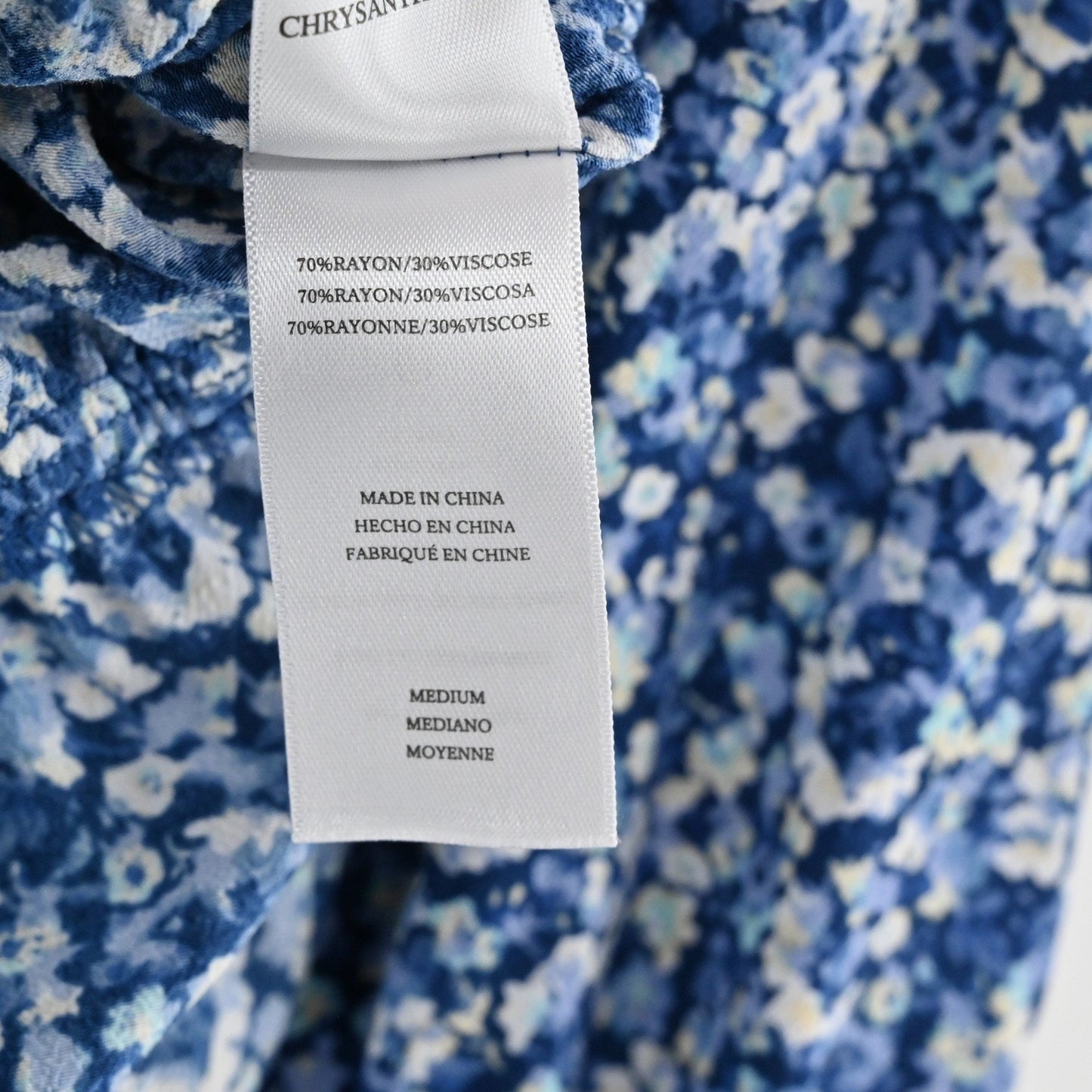 Rails Eliza Drawstring Waist Dress Size M Floral Blue Smocked Boho Chic Romantic