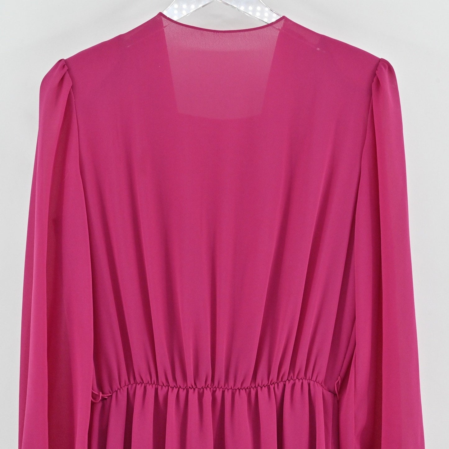 Vintage 70s 80s Blouson Evening Midi Dress Sz 10 Pink Beaded Sequin Puff Sleeve