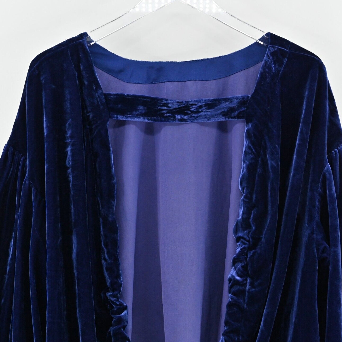 FREE PEOPLE Top Womens Sz M Blue Gimme Some Lovin' Velvet Open Back Blouse Boho