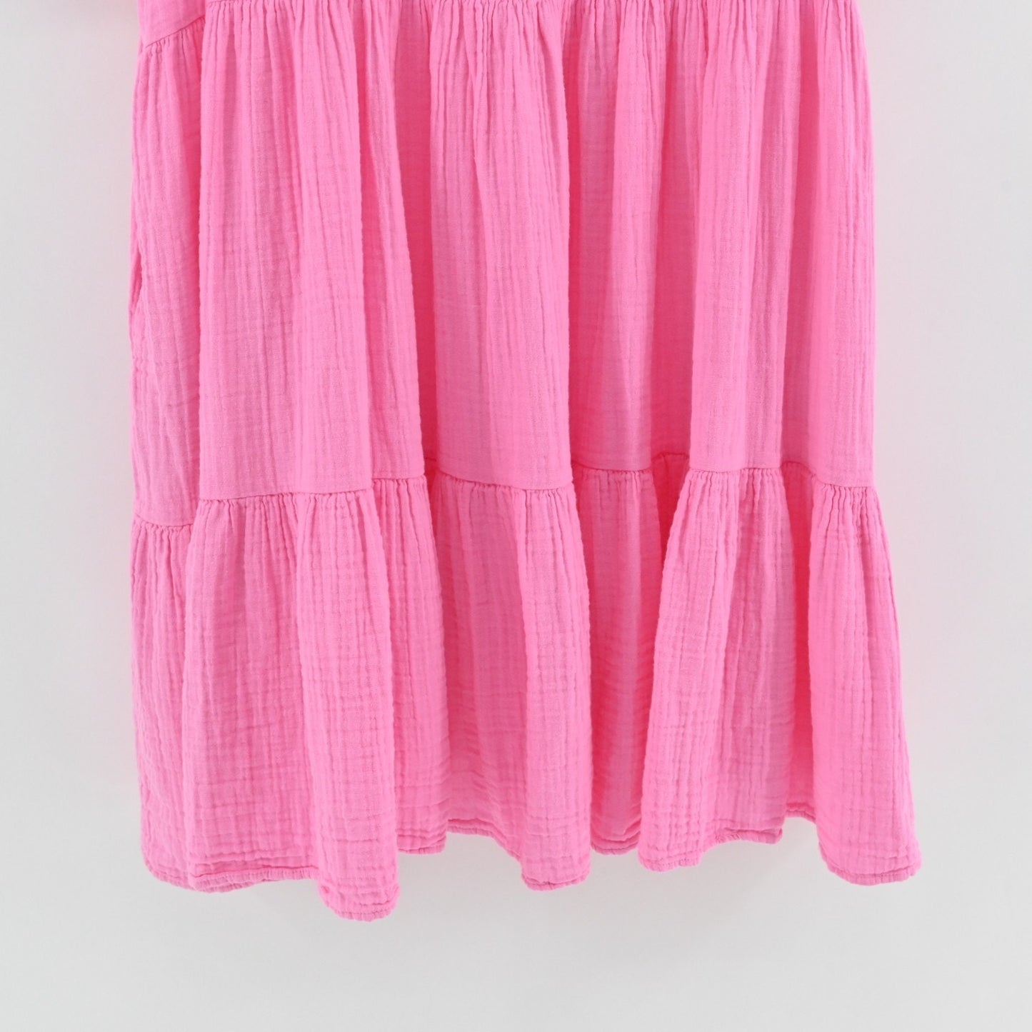 9 Seed Resort El Matador Dress Size S Pink Tiered Cotton Gauze Ruffled Romantic