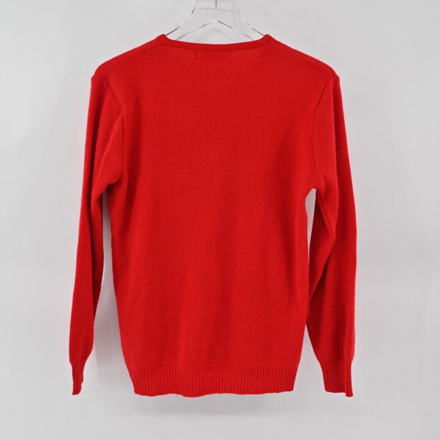 Vtg PALM SPRINGS Novelty Golf Sweater Womens Size L Red Embroidered V Neck 80s