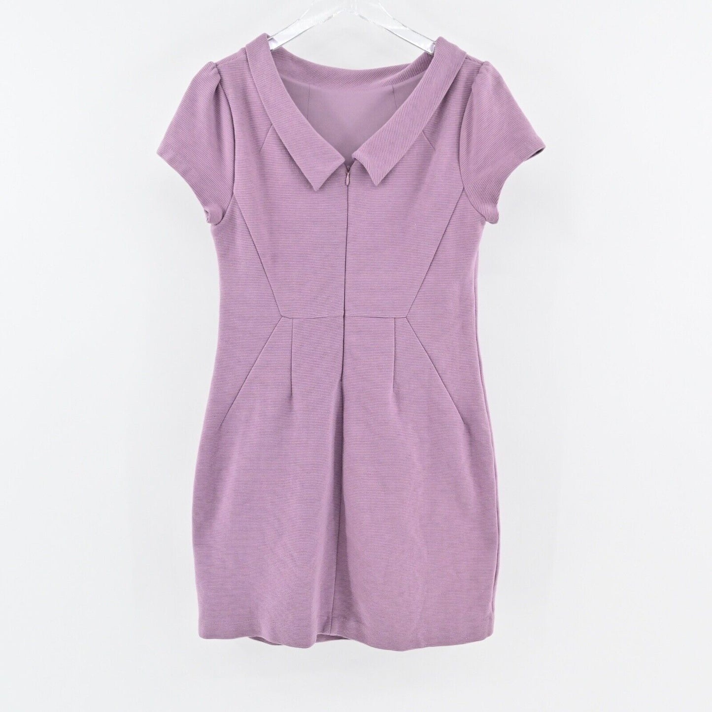 BODEN Dress Size 10P Purple Cotton High Neck Short Sleeve Betty Ottoman Sheath