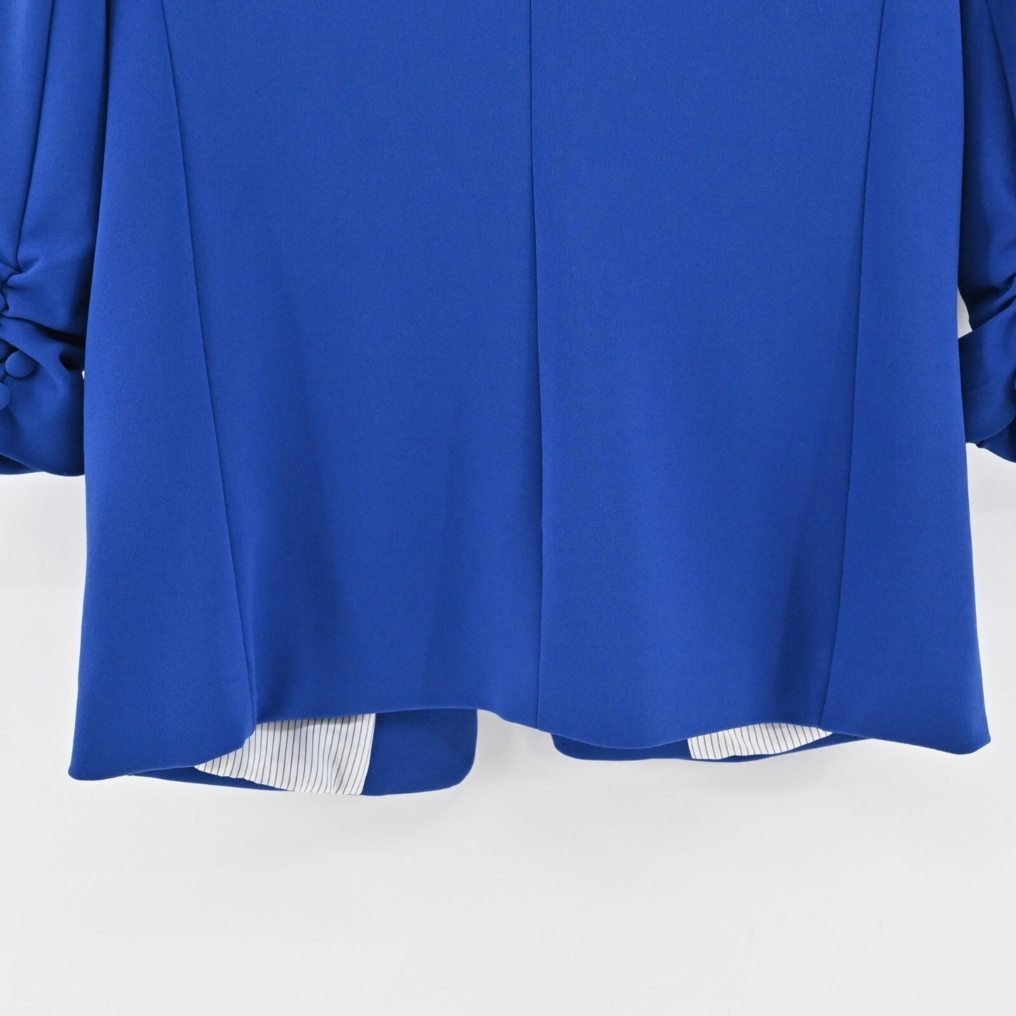 RACHEL ZOE Blue Blazer Womens Size M Crepe Quarter Ruched Sleeve Career Jacket