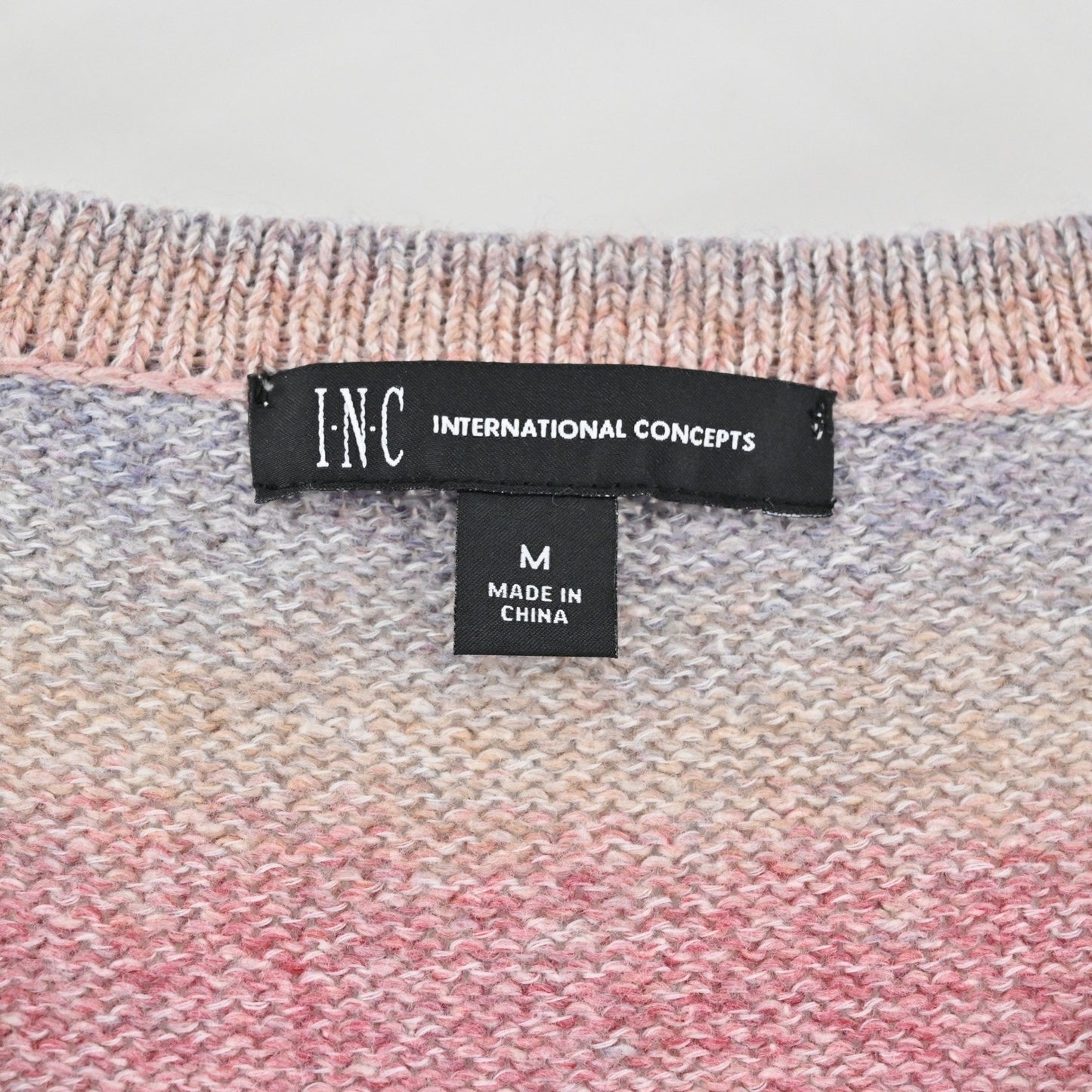 INC International Concepts Embellished Striped V Neck Sweater Size M