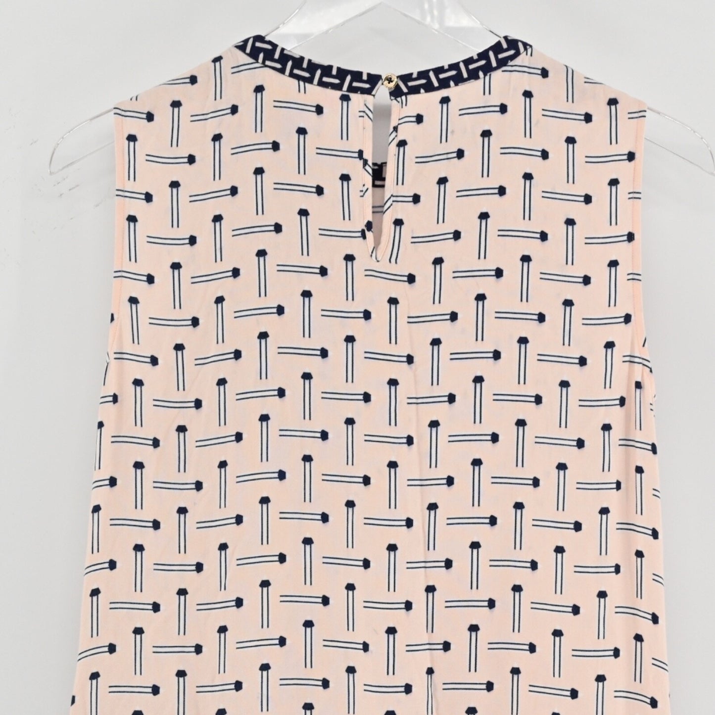 TED BAKER Womens Pencil Print Shift Dress Sz 4 Pink Blue Sleeveless Art Teacher