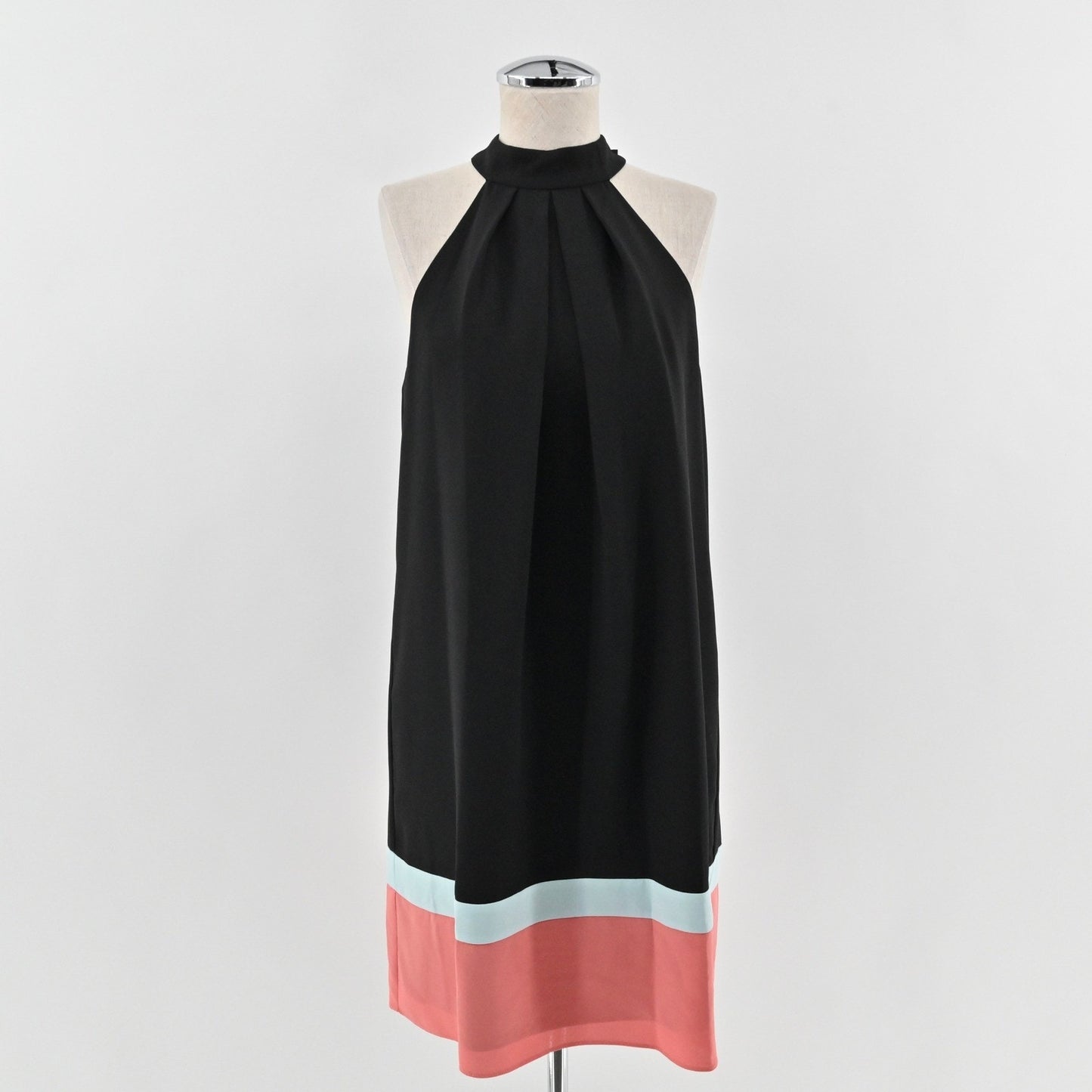 BCBGMaxazria Black Color Block Halter Midi Dress Size M Cocktail Date Night