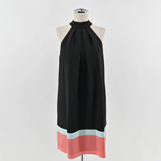 BCBGMaxazria Black Color Block Halter Midi Dress Size M Cocktail Date Night