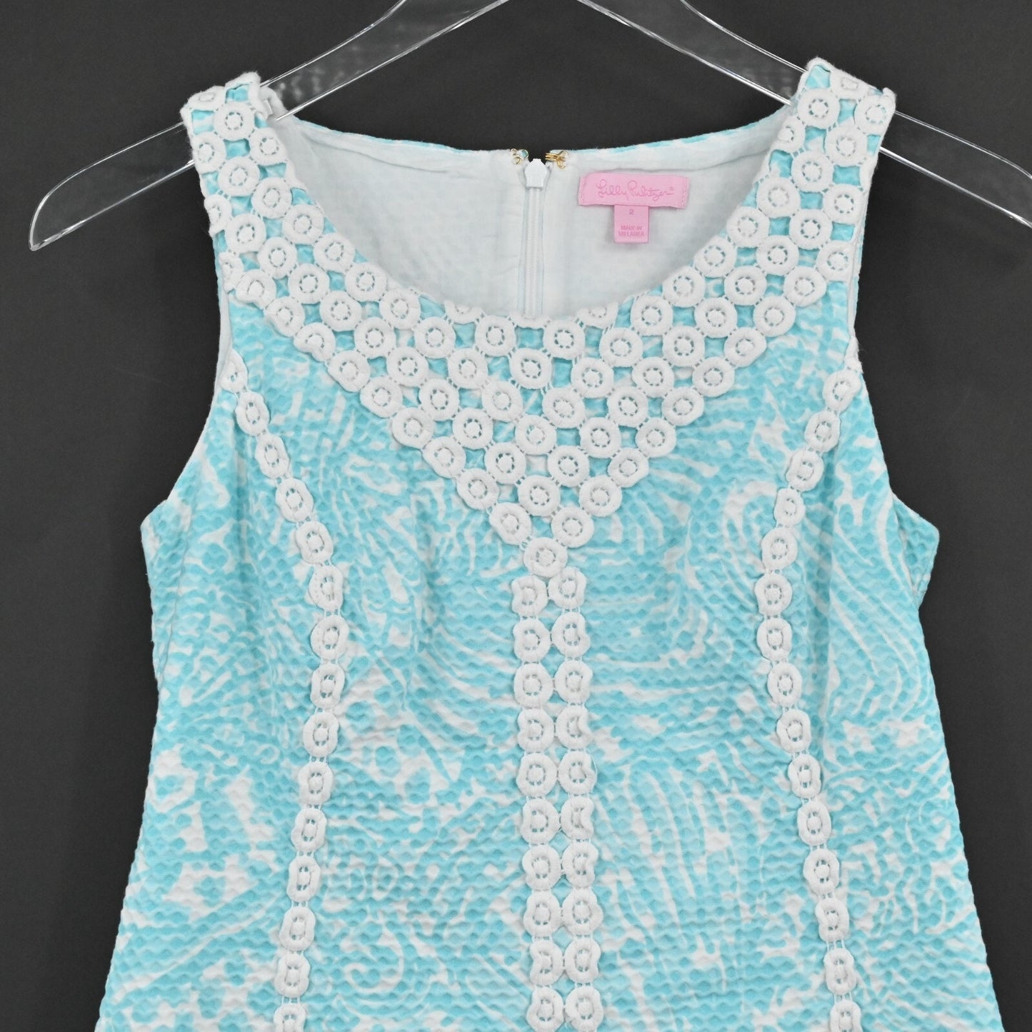 LILLY PULITZER MacFarlane Dress Size 2 Shorely Blue Sea Cups Sleeveless Shift