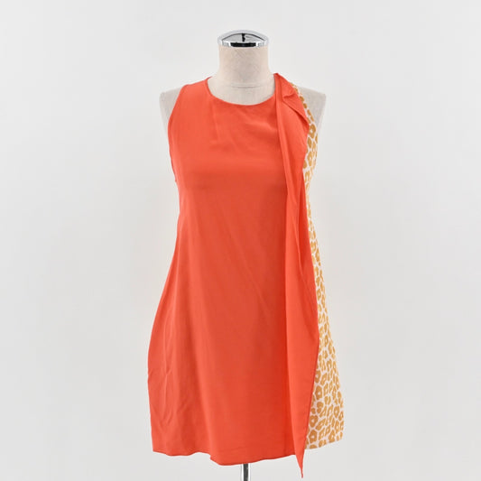 3.1 Phillip Lim Silk Dress Size 2 Orange Leopard Print Panel Sleeveless Mini