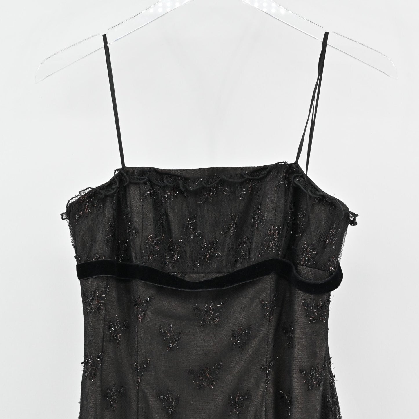 Vtg Black Gown Dress Size S Silk Whimsigoth Sequin Beaded Fairygoth Strapless