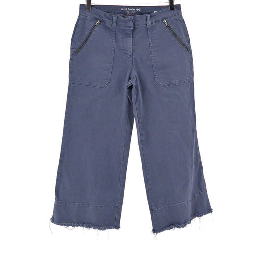 PEACE LOVE WORLD Jeans Womens Sz 8 Cropped Wide Leg Twill Blue Denim Zip Pockets