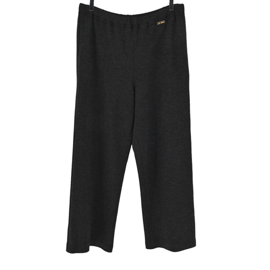 ST JOHN Pants Womens Sz M Sport Slate Grey Solid Santana Knit Pull On High Rise
