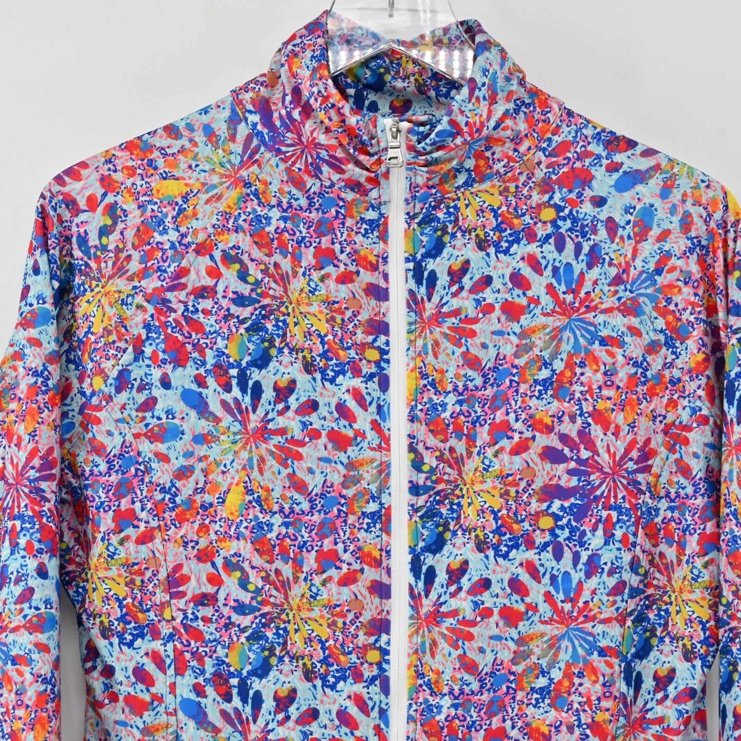 TEE 2 SEA Jacket Womens Size S Multicolor Printed Long Sleeve Mock Neck Zip Up