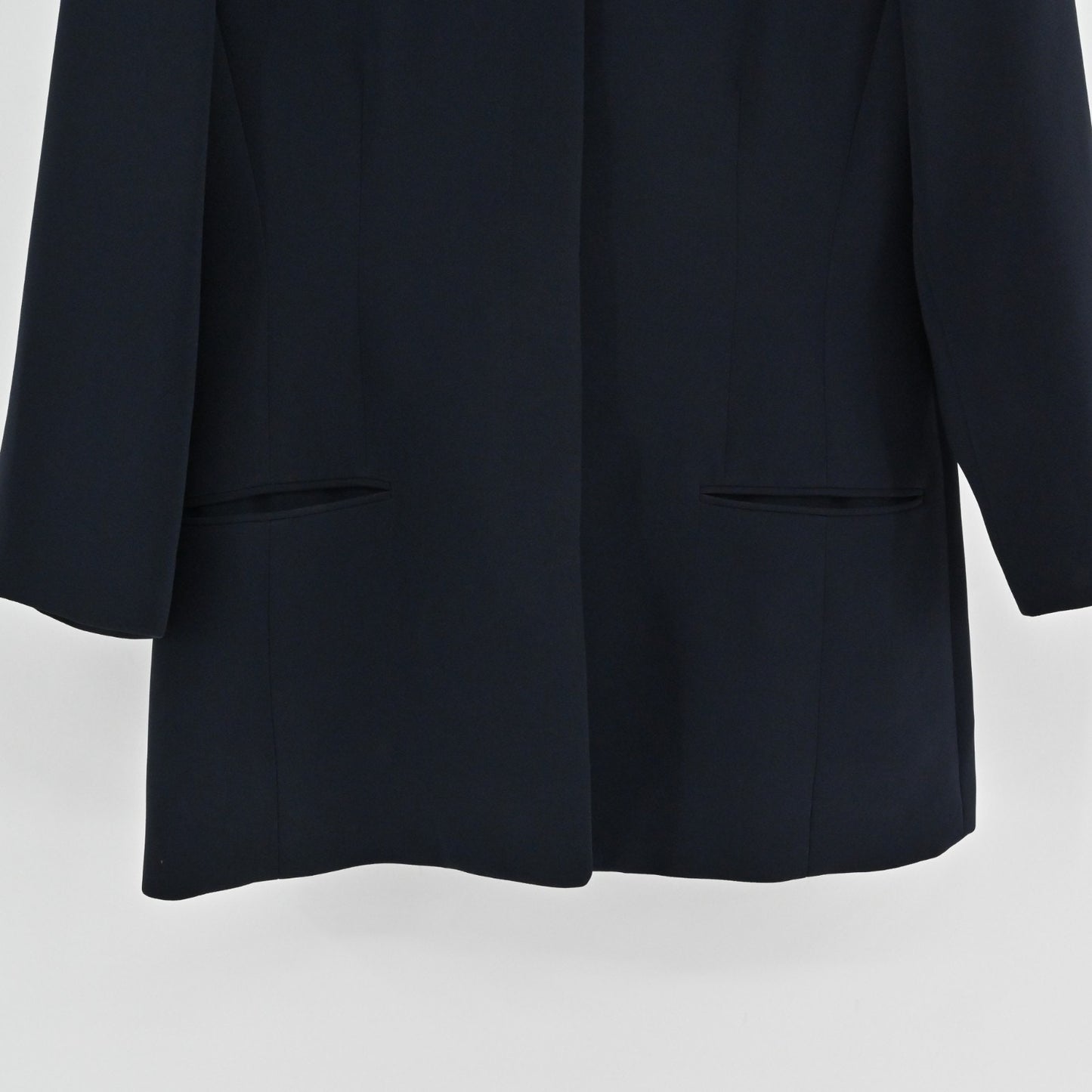 Emanuel Ungaro Womens Navy Blazer Size 8 Jacket Hidden Button Front Classic Blue