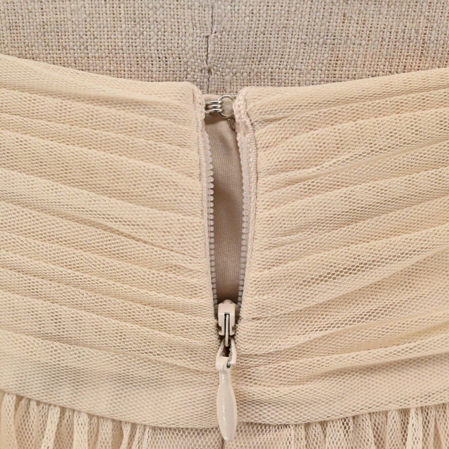 ANTHROPOLOGIE Dress Womens Size 0 Hitherto BHLDN Edith Gown Beige Ruched Maxi