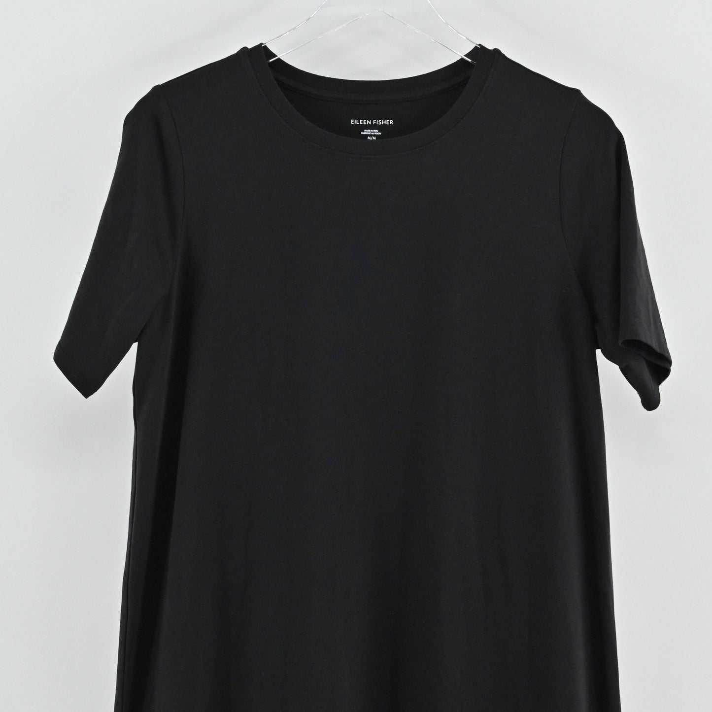 Eileen Fisher Womens Organic Cotton Midi Dress Size M Black Minimalist Lagenlook