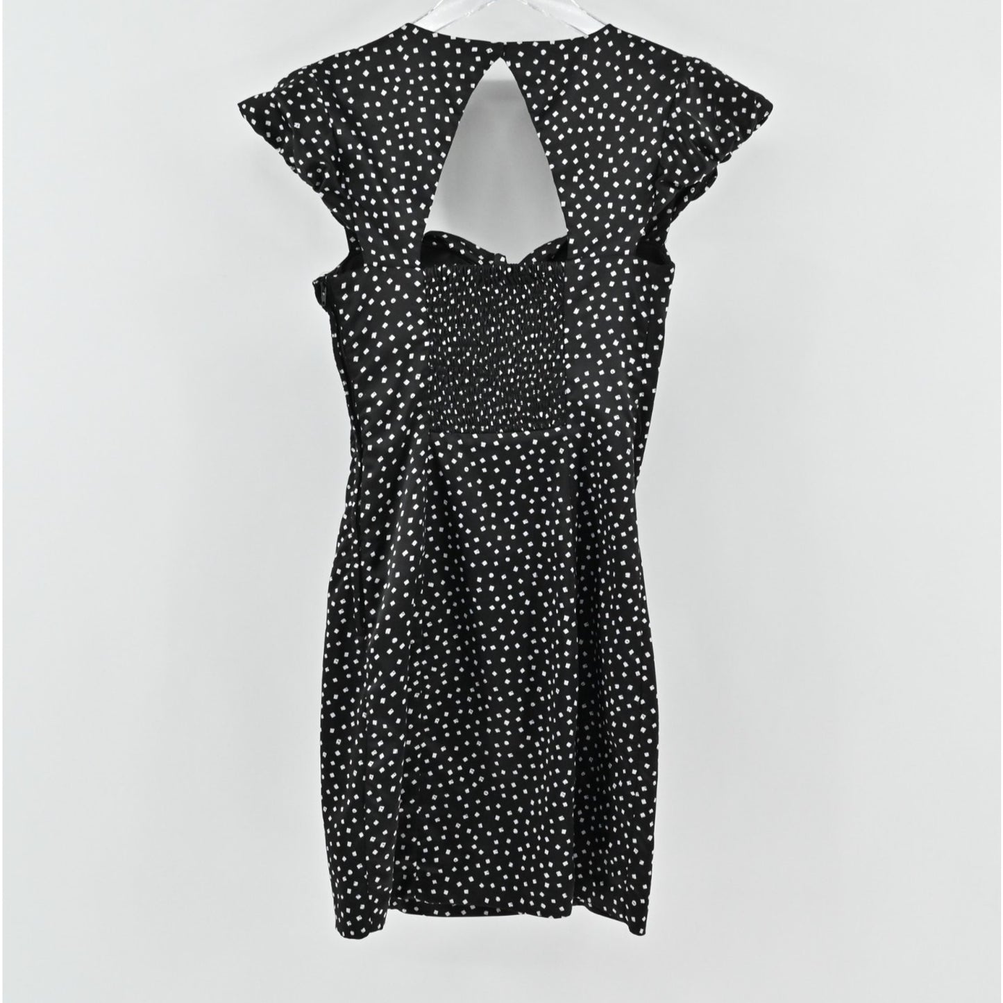 Vtg Y2k Guess Pin Up Dress Size 0 Rockabilly Polka Dot Retro Black White Ruched