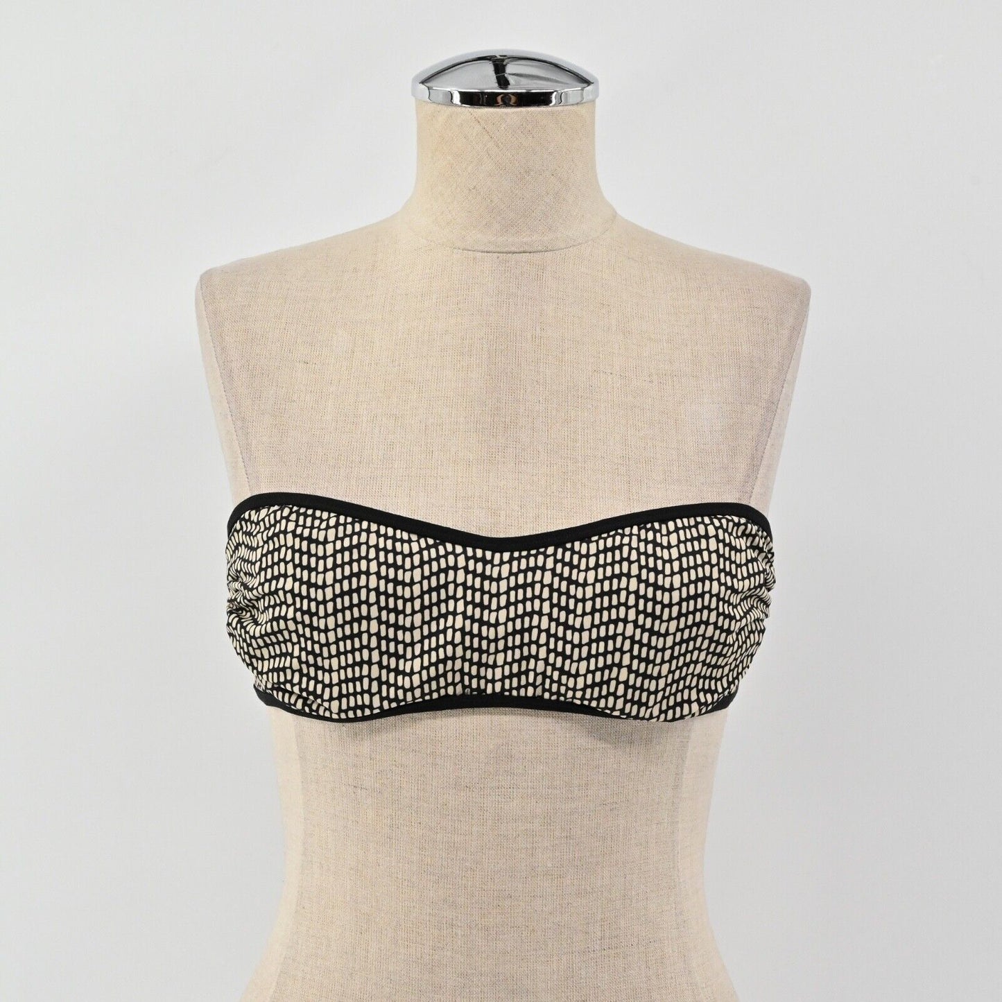MALIZIA LA PERLA Swimsuit Top Womens Size 6 Black Cream Dot Strapless Bandeau