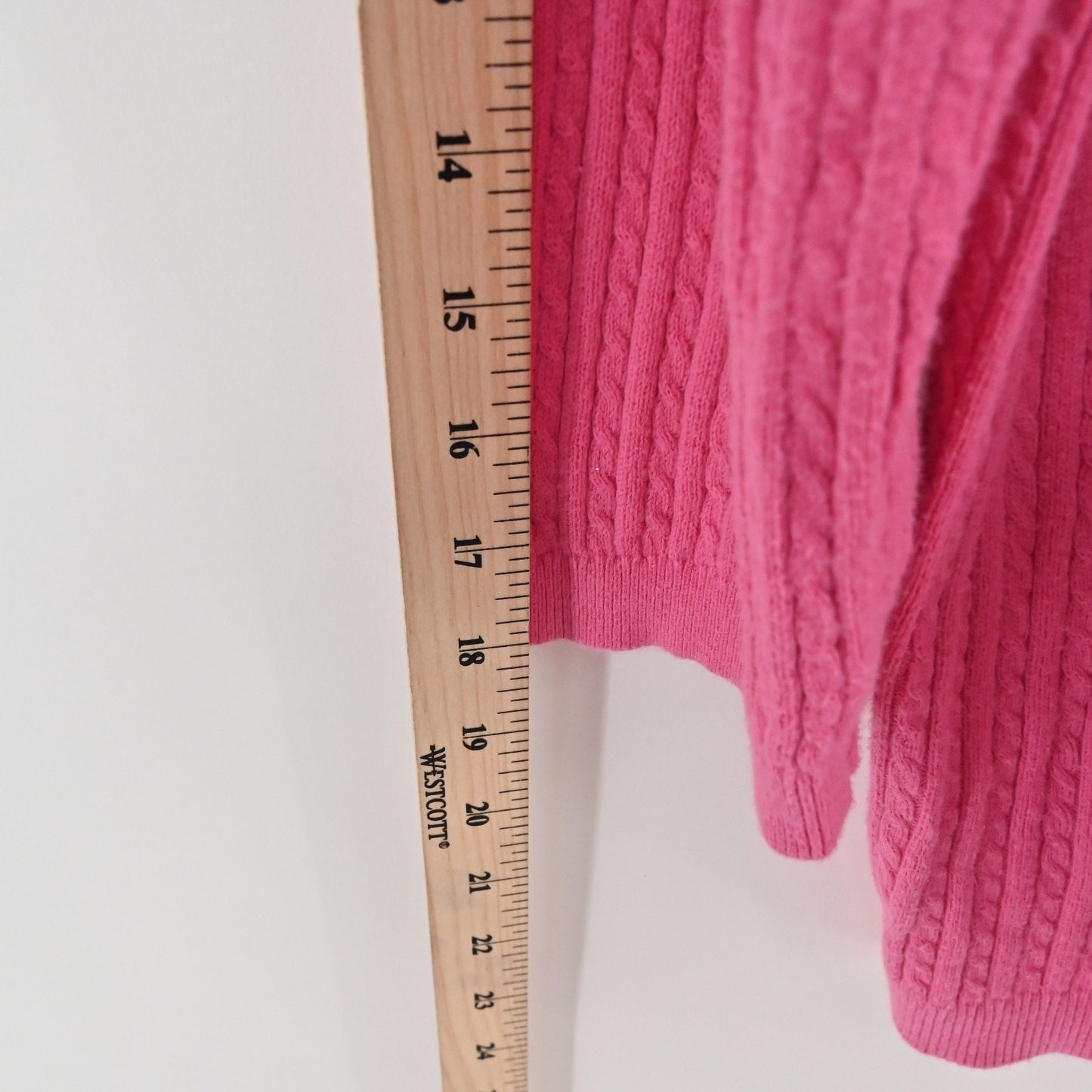 Ralph Lauren Womens Zip Cardigan Sweater Size L Pink Cable Knit Cotton Metallic