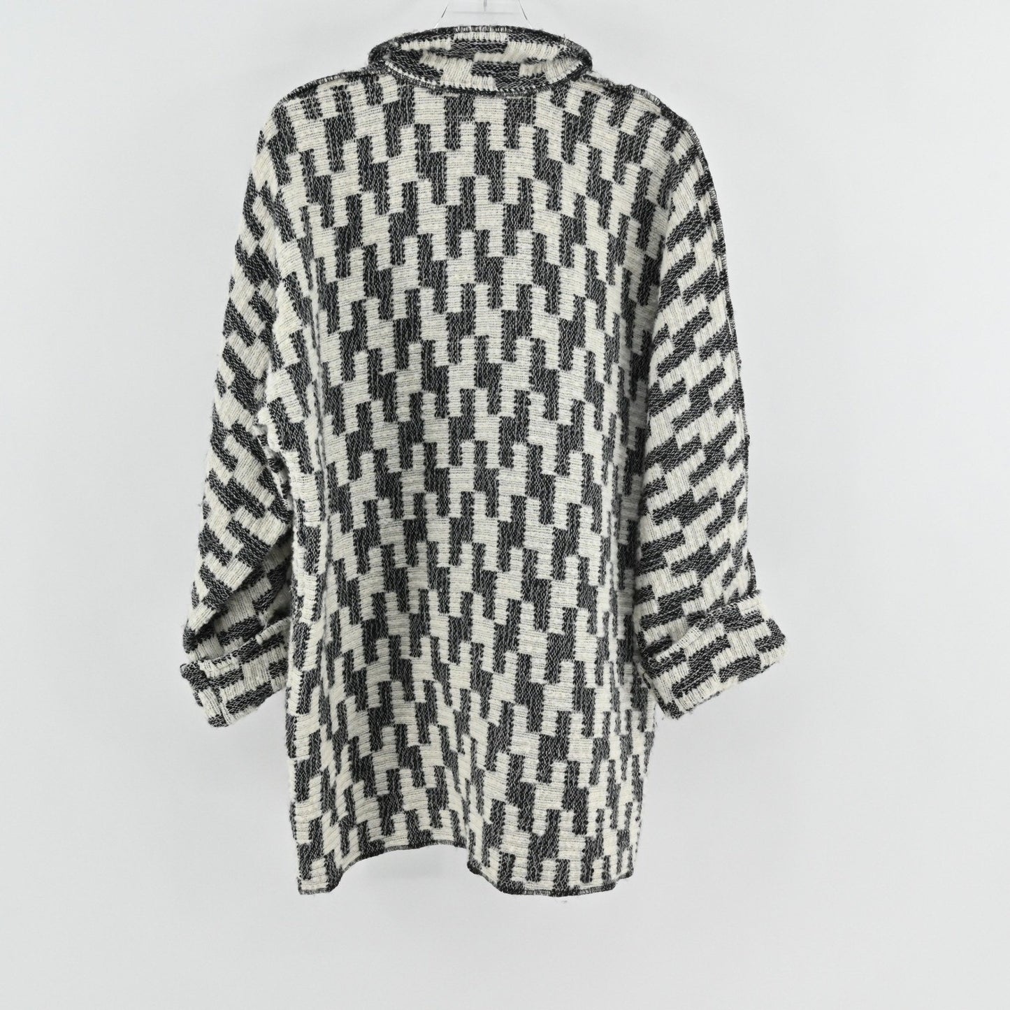 Vtg Tamotsu Womens Wool Oversized Cardigan One Size Geometric Pattern Pockets