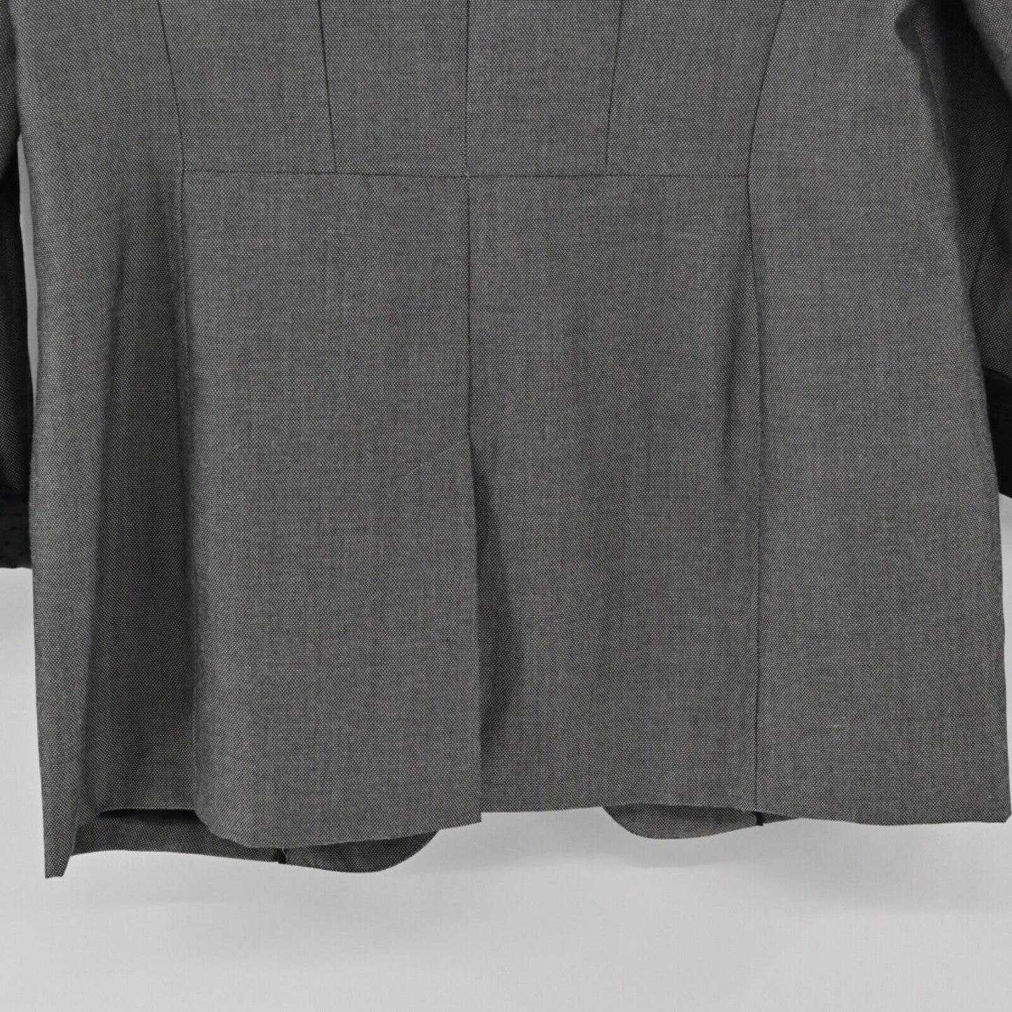 WHBM Blazer Womens Sz M Gray Black Ruffle Front Flip Cuff Retro Office Career