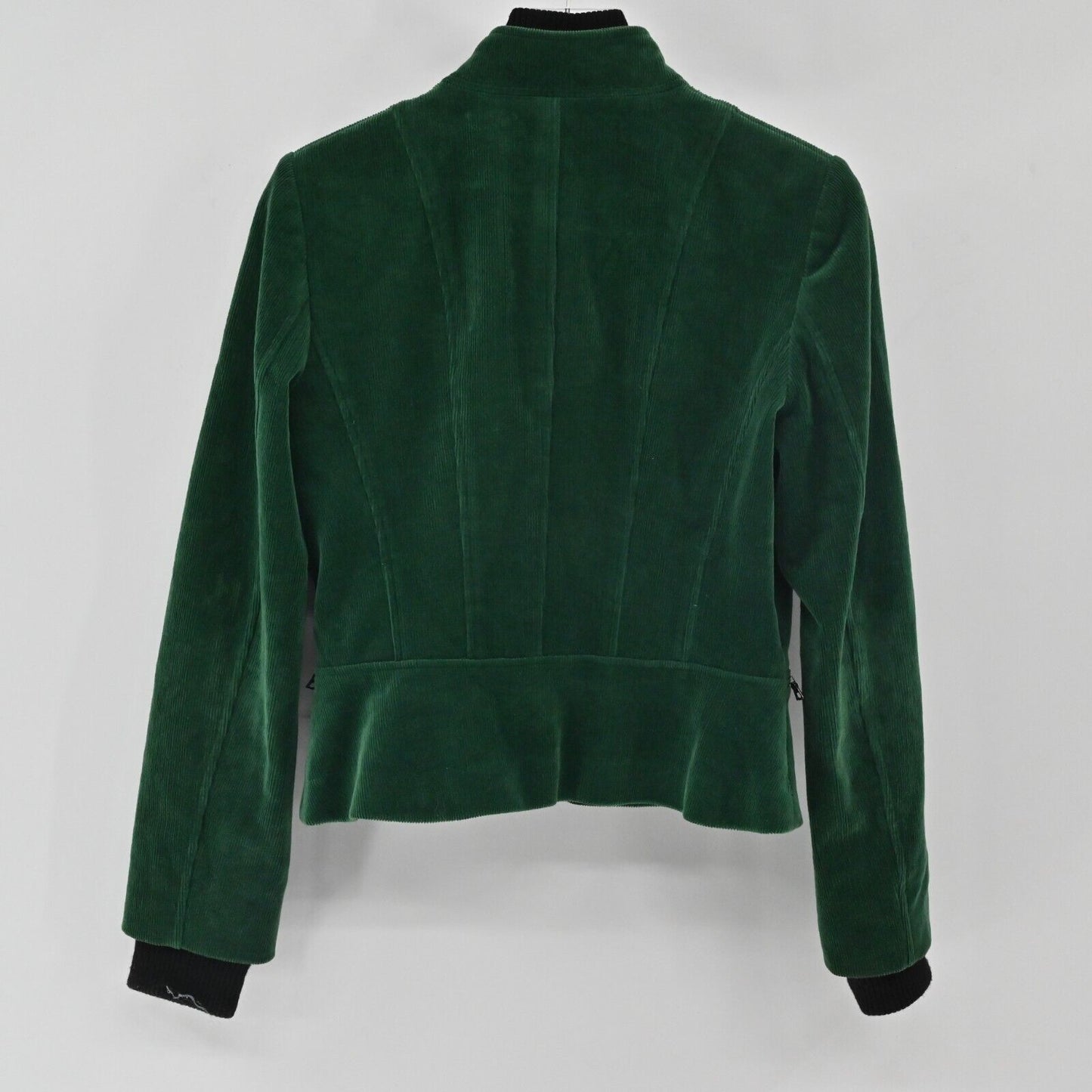 ELIE TAHARI Jacket Womens Sz S Green Corduroy Bomber Full Zip Button Front Retro