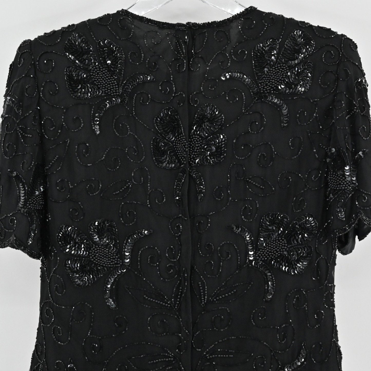 Vtg Stenay Silk Beaded Top Size S Black Sequin Whimsigoth Retro Glam Luxe Blouse