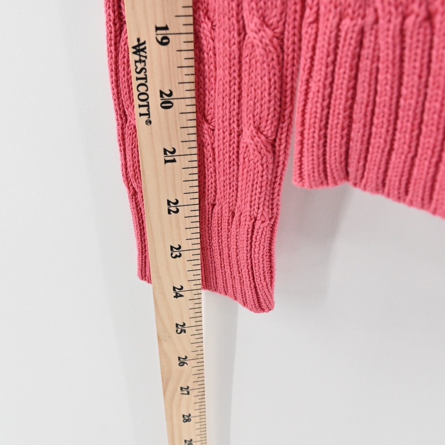 Brooks Brothers Womens Sweater Size M Pink Cable Knit Crewneck Pullover Classic