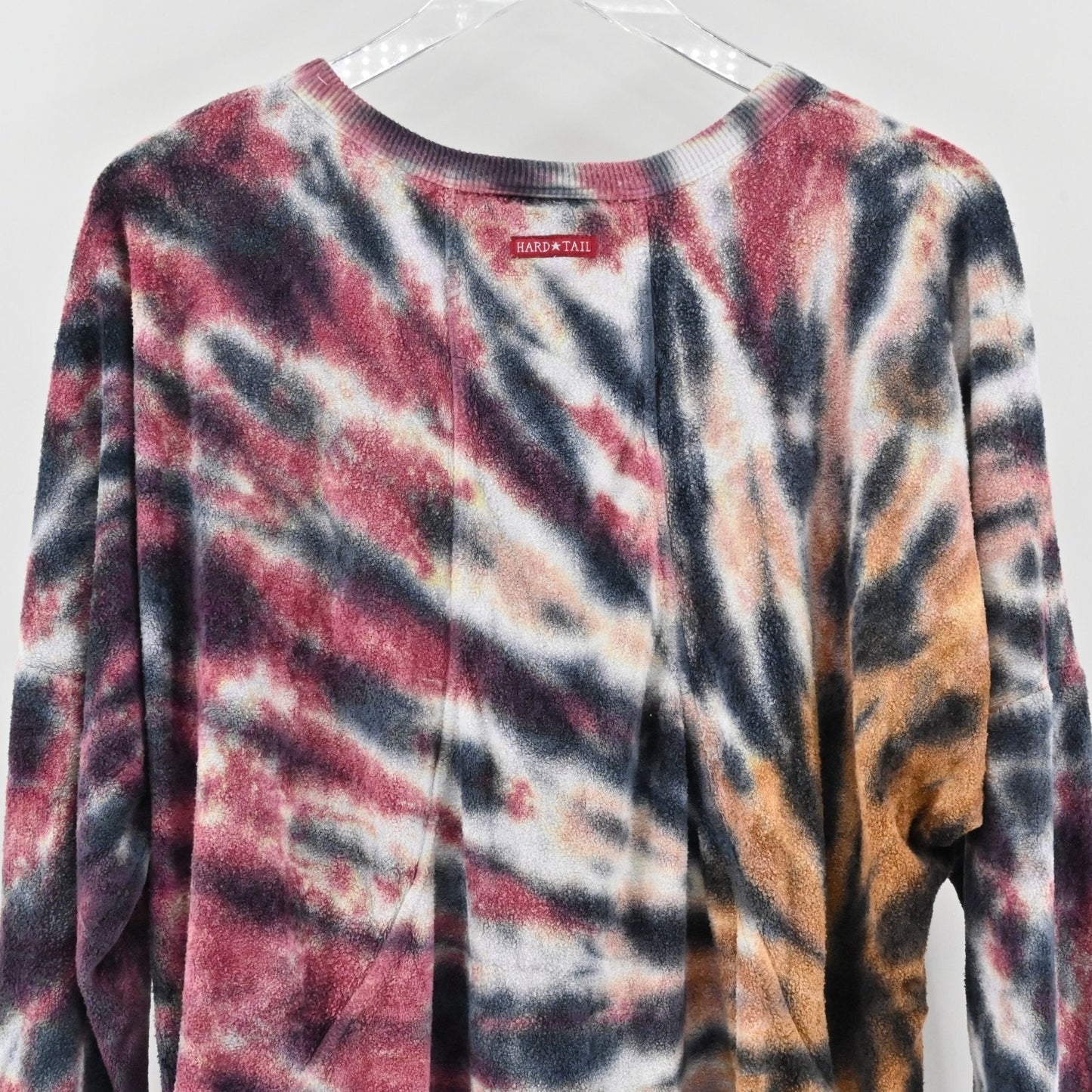 Vtg Y2k Hard Tail Womens Tie Dye Top Size M French Terry Long Sleeve VNeck Logo