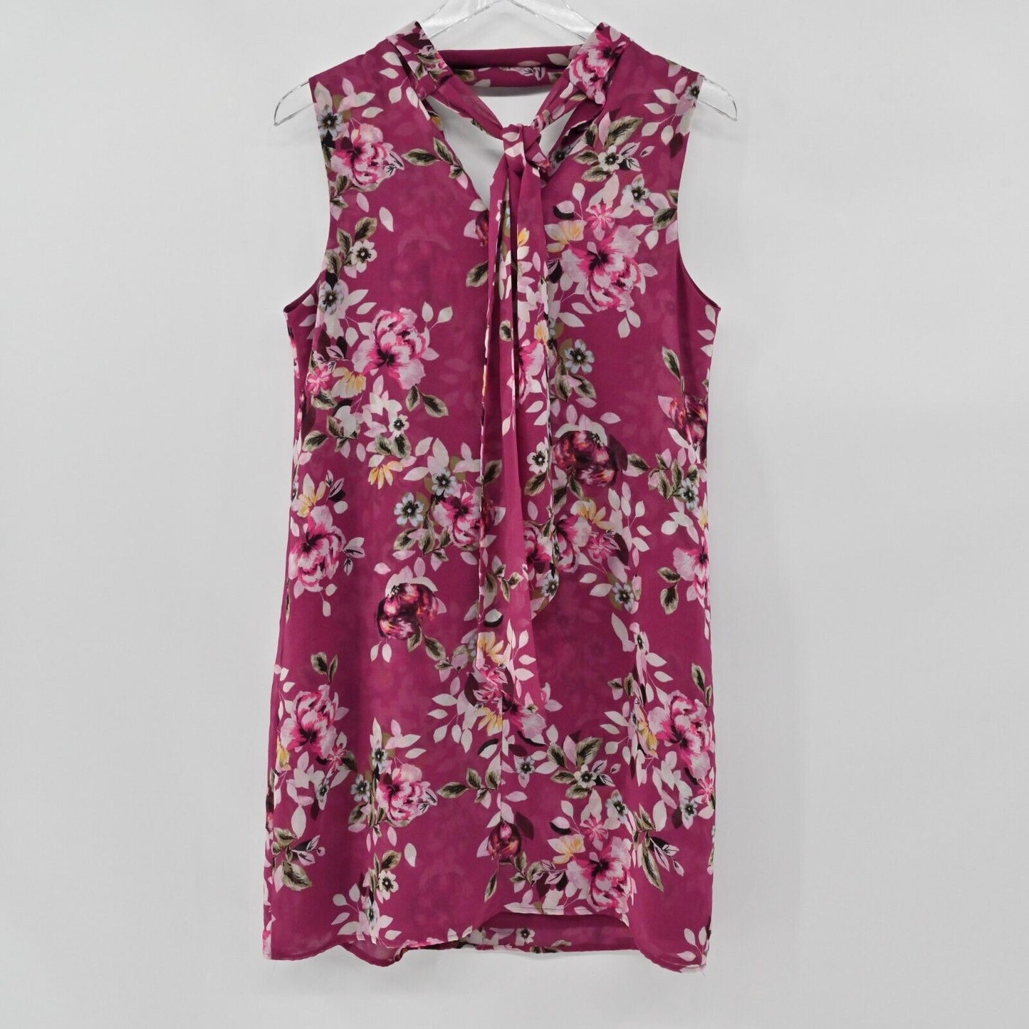 WHBM Dress Womens Sz 6 Floral Sleeveless Choker Keyhole Neck Shift Chiffon Lined