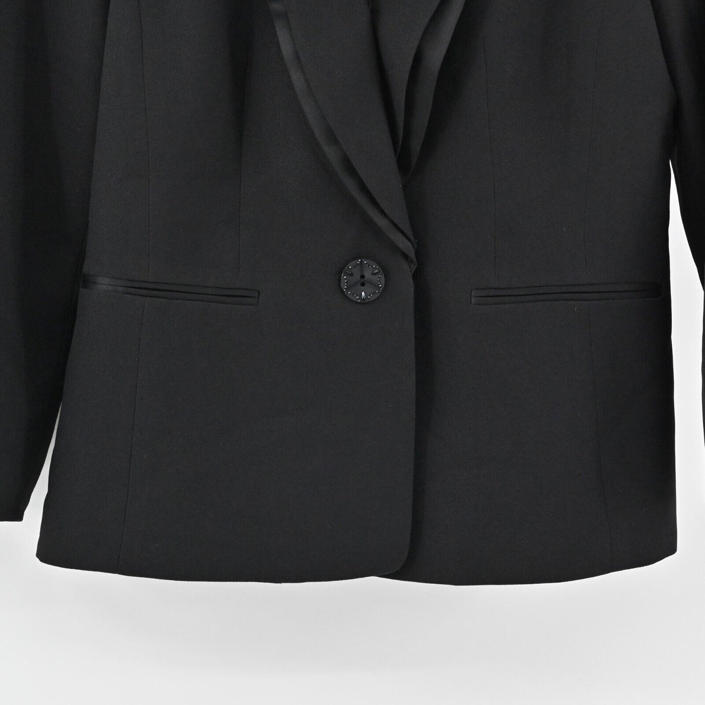 Vtg KASPER Blazer Womens Size 6 Solid Black Single Breasted Notch Collar Jacket