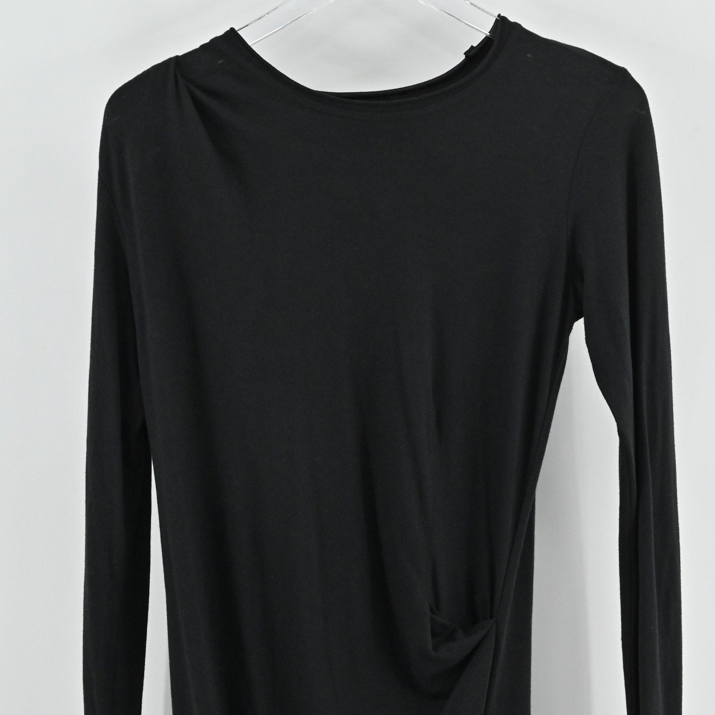 Rag & Bone Knit Dress Size XS Black Ruched Long Sleeve Bodycon Romantic Goth