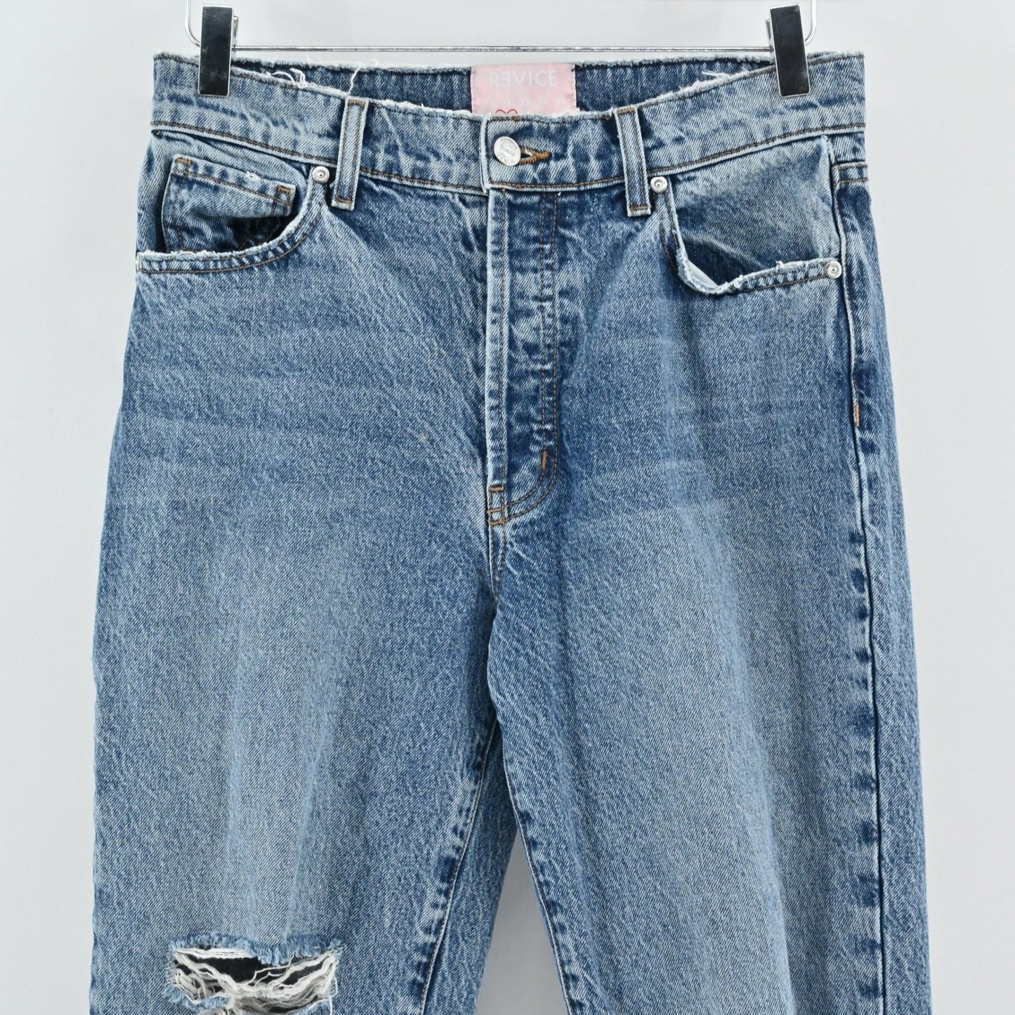 REVICE Womens Button Fly Jeans Size 29 Distressed Denim Festival High Rise Retro