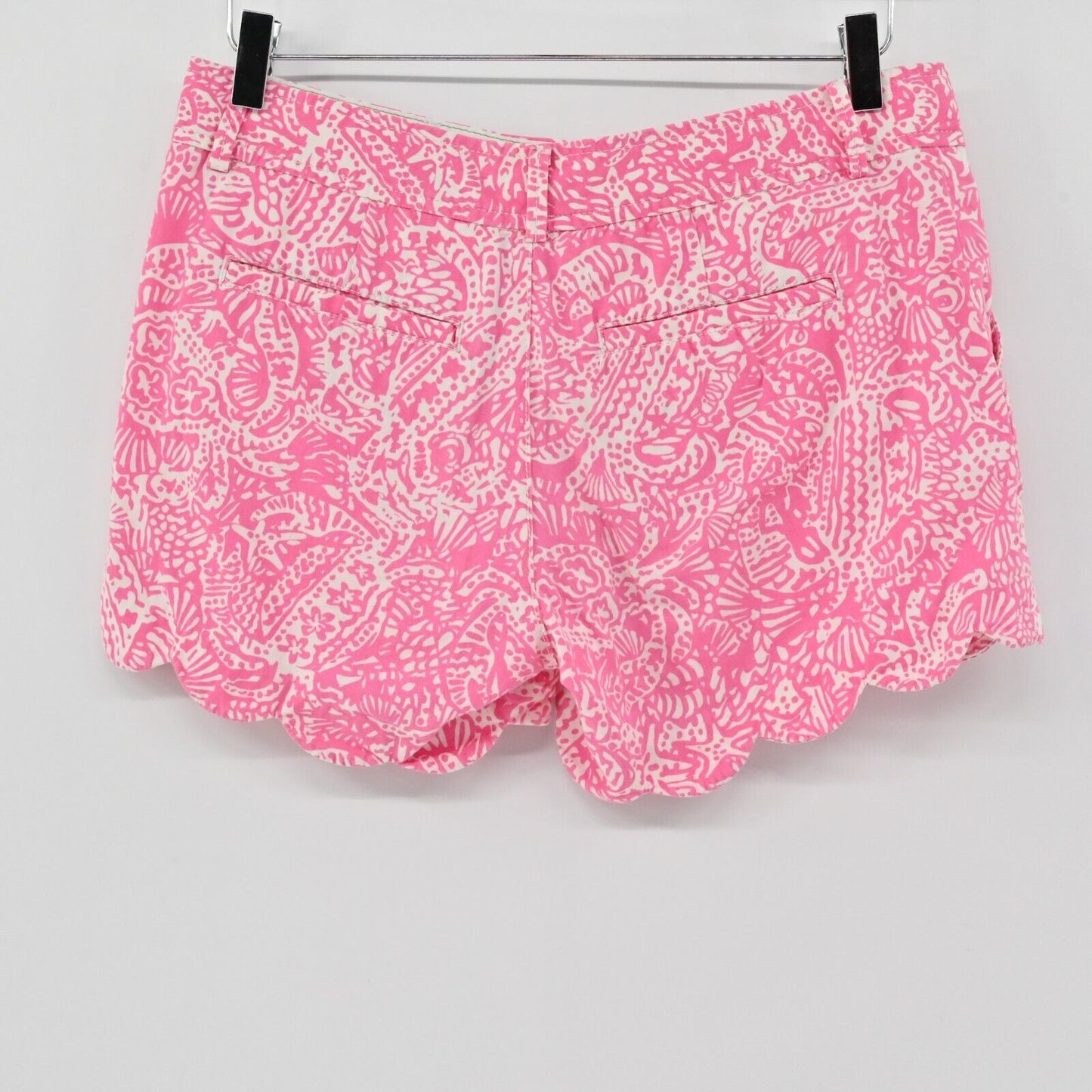 LILLY PULITZER Shorts Womens Size 4 Buttercup Scalloped 5" Pink White Print