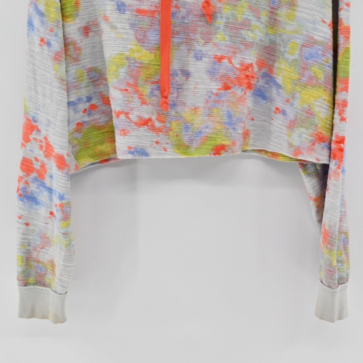 FREE PEOPLE Hoodie Womens Size M Gray Tie Dye 100% Cotton Thinkin About You Crop