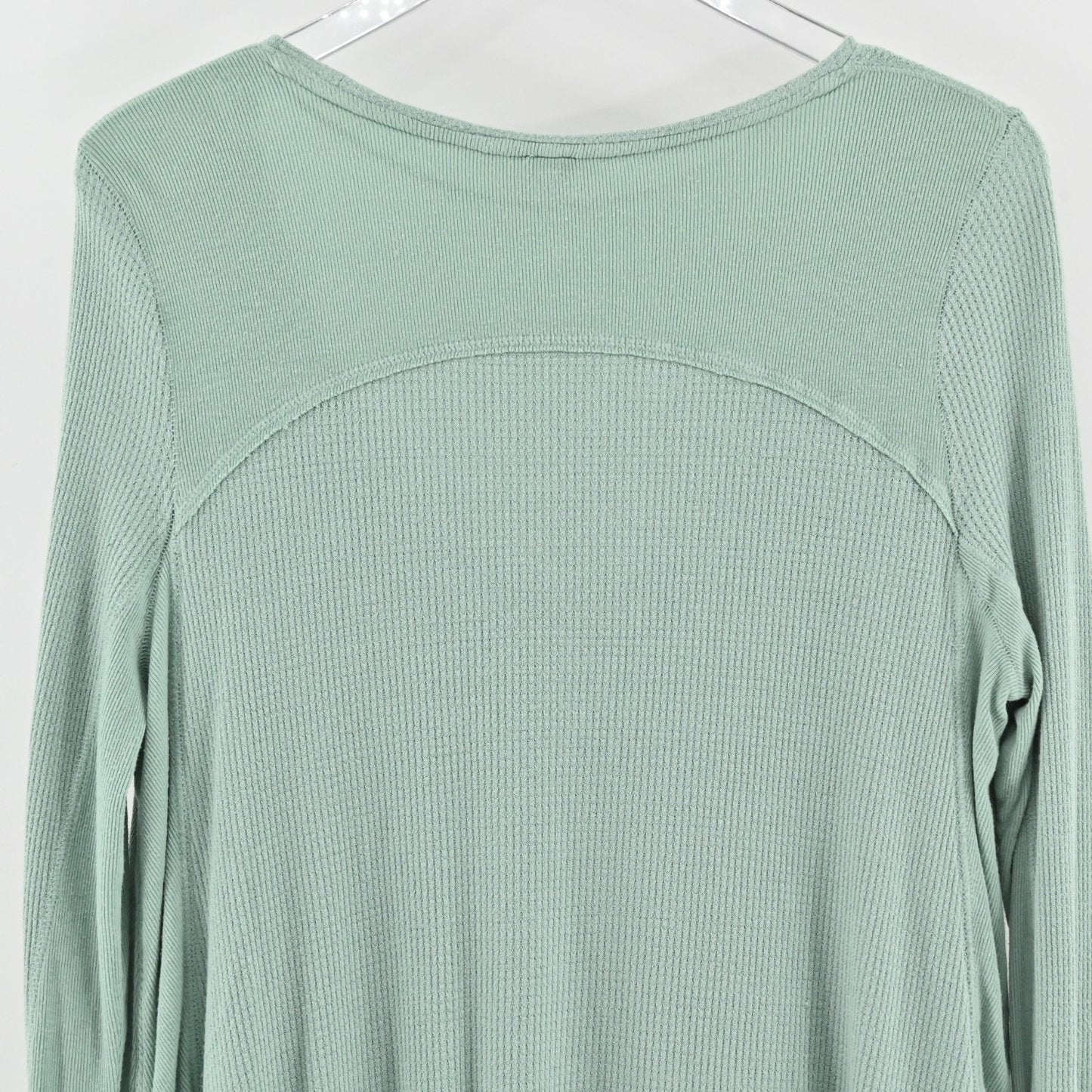 Free People Womens Malibu Waffle Thermal Top Size M Mint Seafoam We The Free