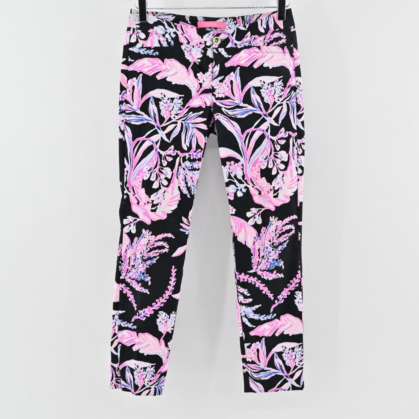LILLY PULITZER Womens Kelly Pants Size 00 Skinny Ankle Onyx Wild Within Print