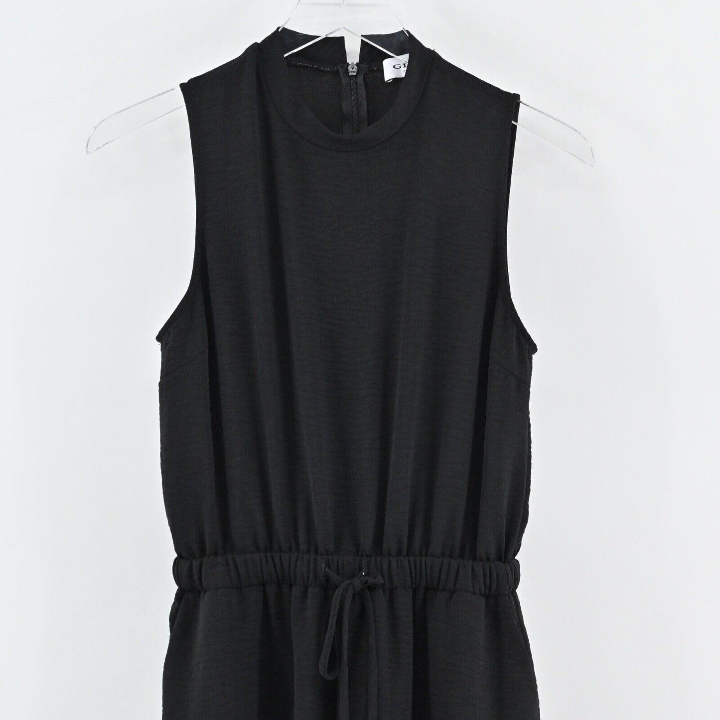 GILLI Jumpsuit Womens Size S Black Sleeveless Mock Neck Drawstring Waist Jogger