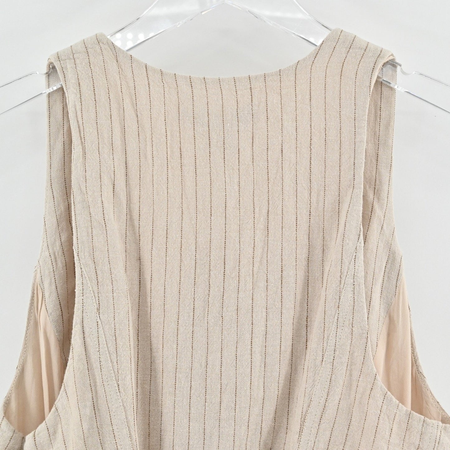 Urban Outfitters Womens Vest Top Size S Pinstripe Academia Preppy Linen Button