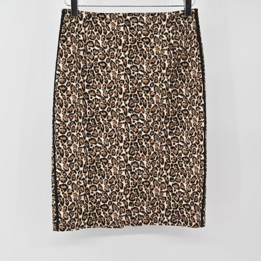 WHBM Animal Print Pencil Skirt Size 2 Leopard Cotton Lined Mob Wife Office Siren