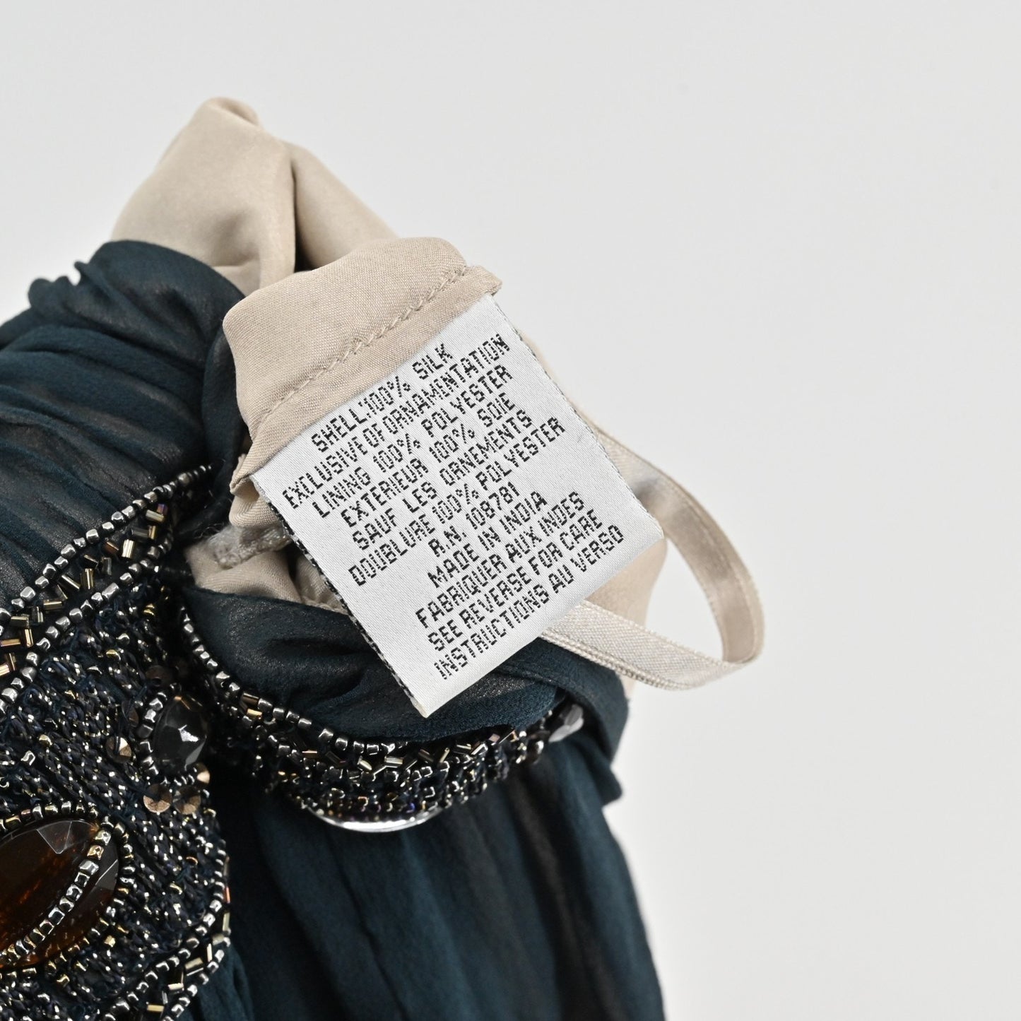 Niteline Silk Chiffon Beaded Dress Size 2 Black Sleeveless Empire Waist Cocktail