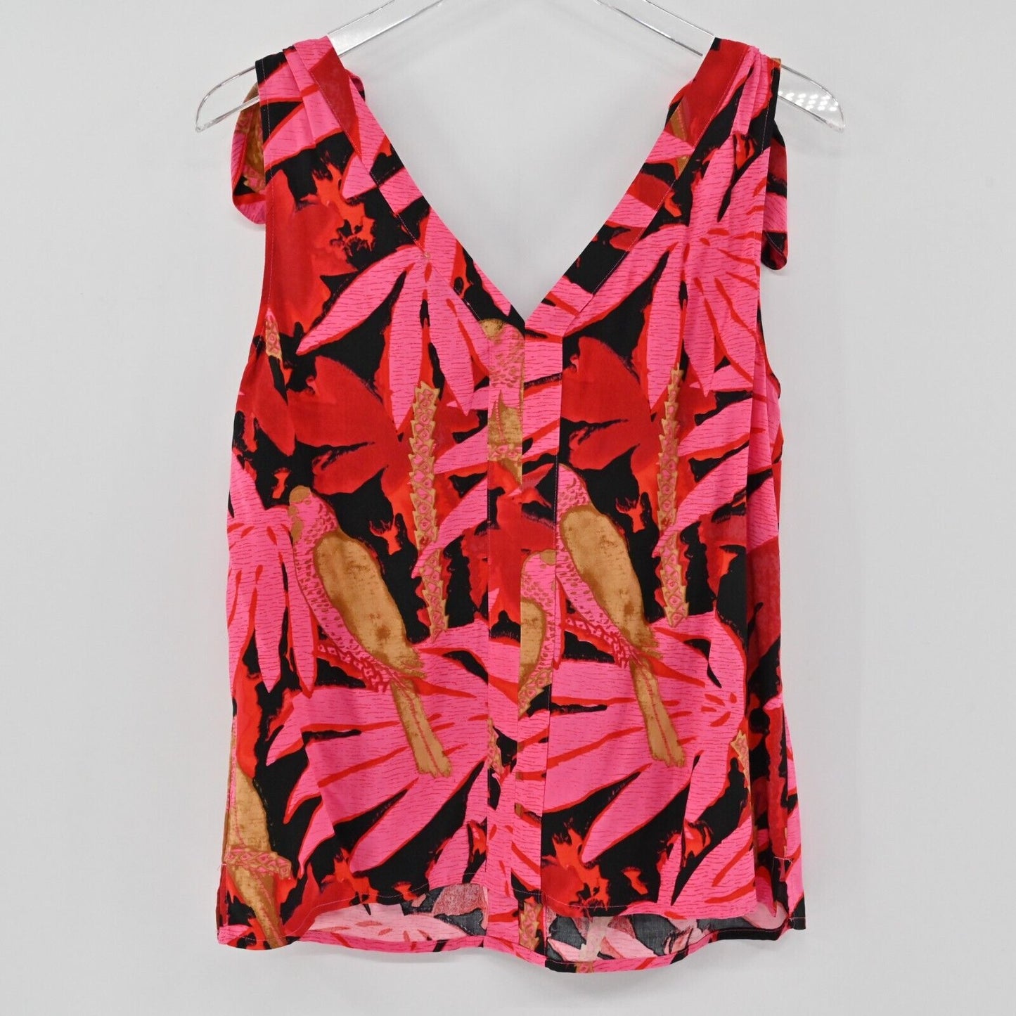 J CREW Top Womens Sz S Bruna Tie Shoulder Antigua Leaves Print VNeck Sleeveless