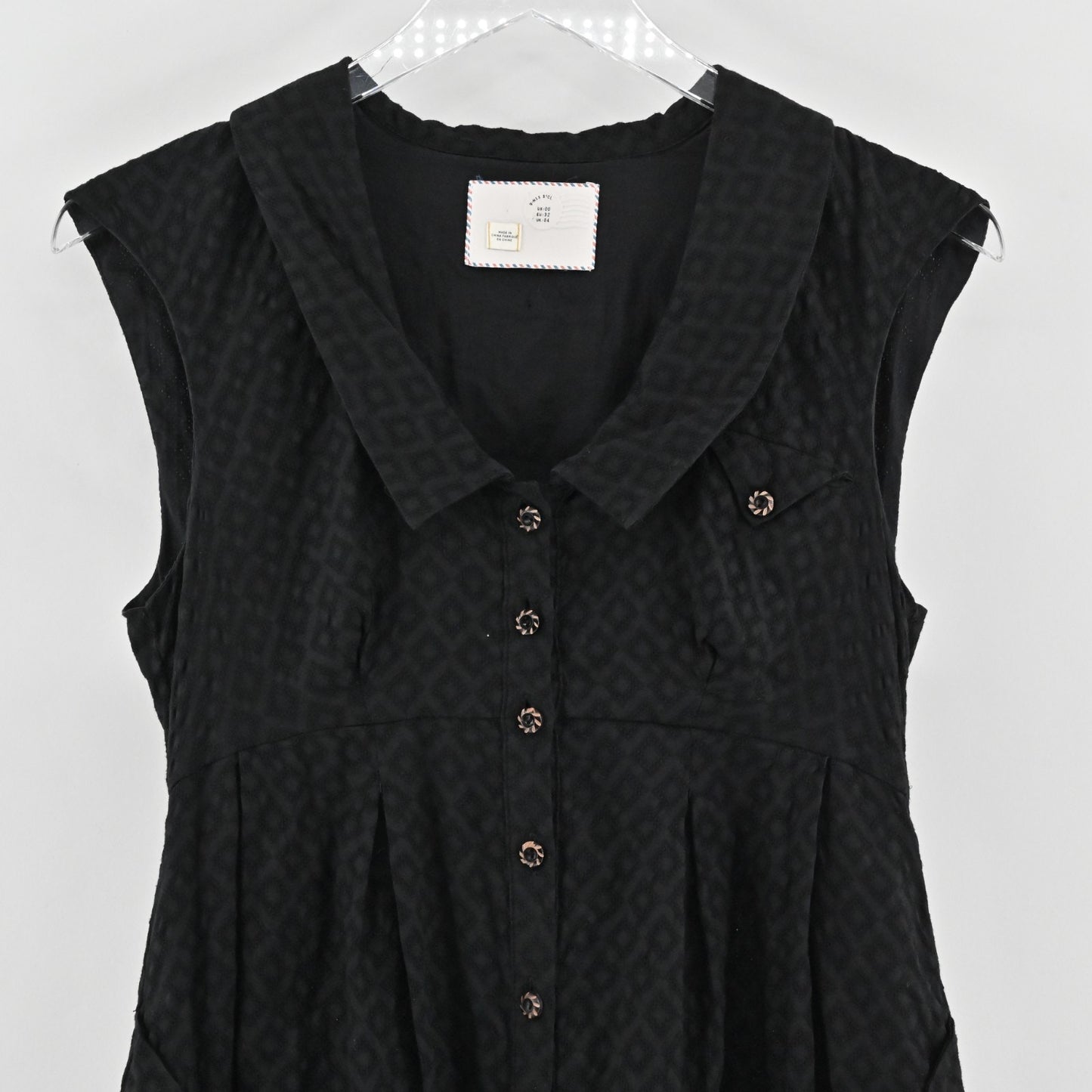 Anthropologie Postmark Four Corners Black Dress Size 00 Button Front Pleated