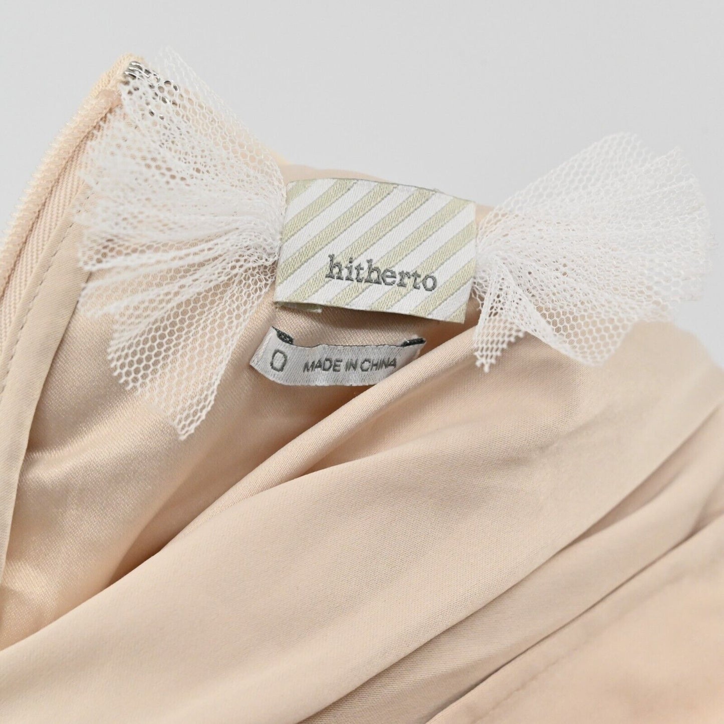 ANTHROPOLOGIE Dress Womens Size 0 Hitherto BHLDN Edith Gown Beige Ruched Maxi