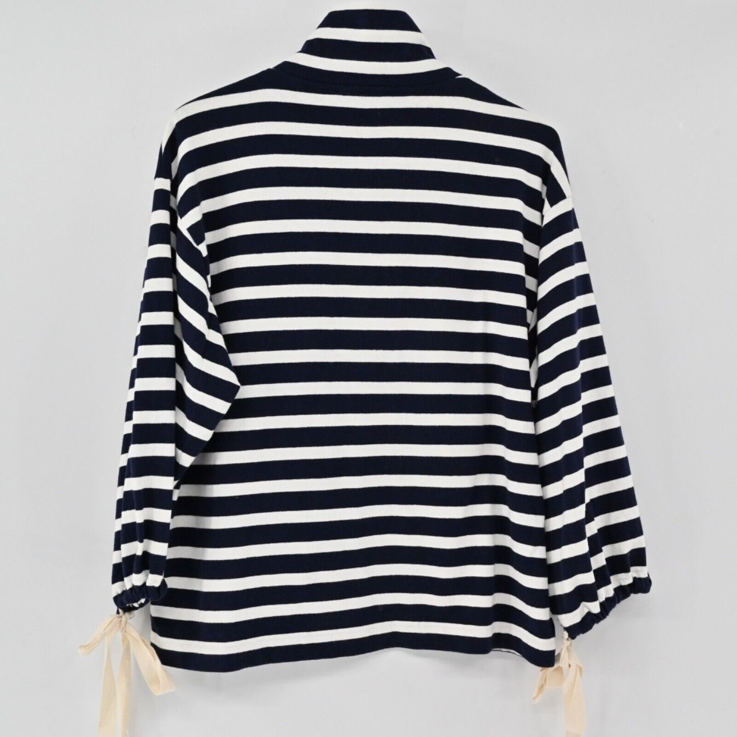 J CREW Sweatshirt Womens Size M Navy Blue White Stripe 100% Cotton Nautical Cape
