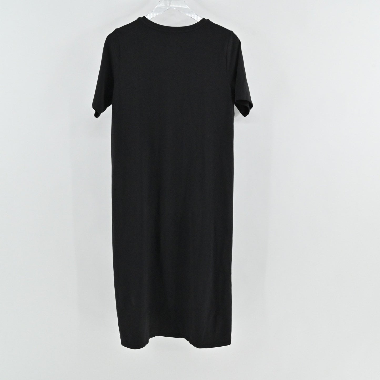Eileen Fisher Womens Organic Cotton Midi Dress Size M Black Minimalist Lagenlook