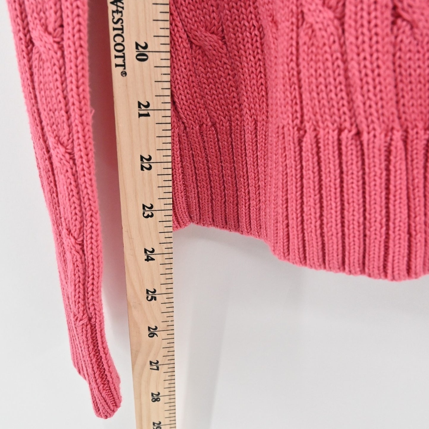 Brooks Brothers Womens Sweater Size M Pink Cable Knit Crewneck Pullover Classic