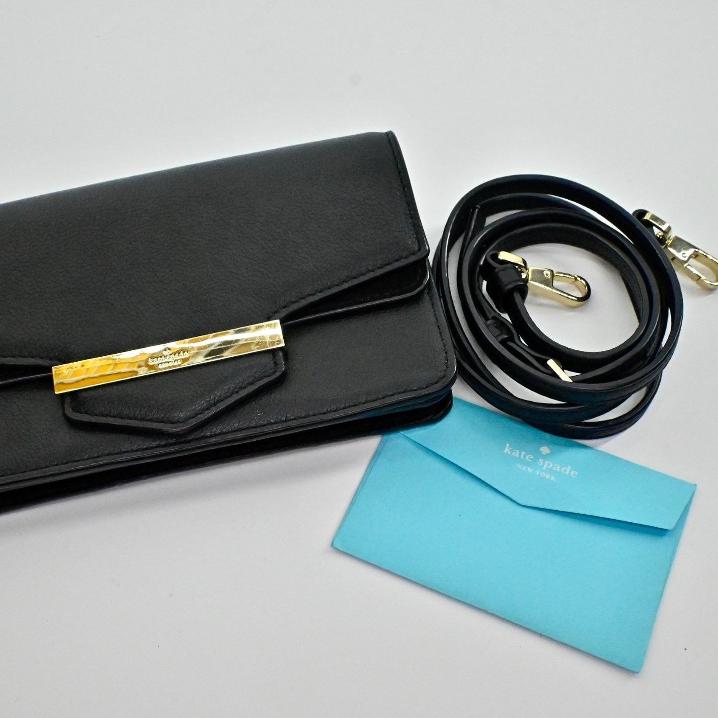 Kate Spade Kaela Carmel Court Black Leather Small Crossbody Bag Classic Flap