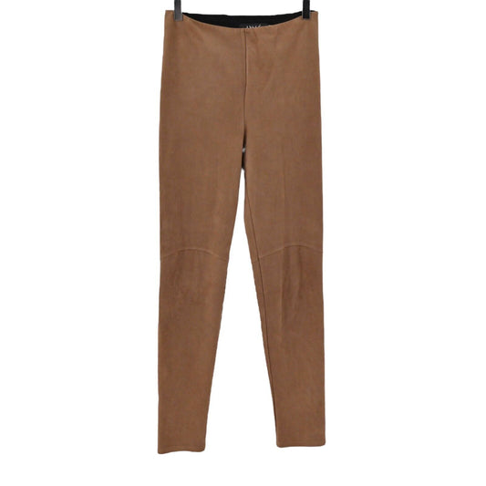LYSSE Pants Womens Size XS Brown Faux Suede Mid Rise Equestrian Pull On Skinny